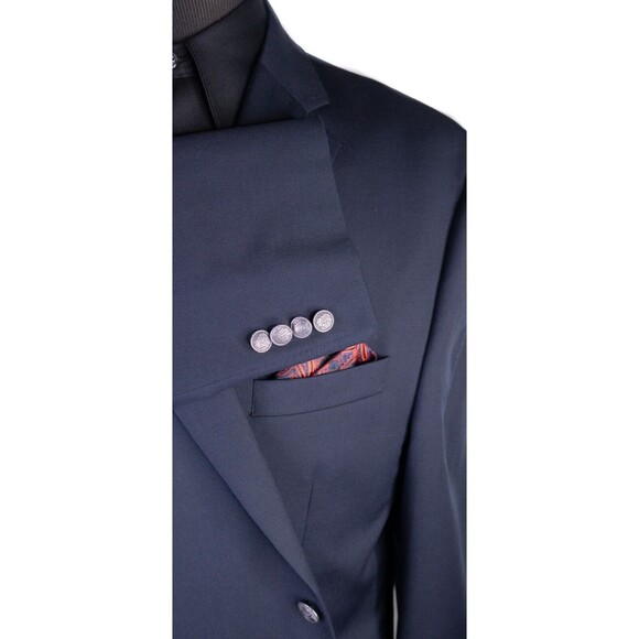 Michael Kors Mens Sport Coat Blazer Jacket 2-Button Navy Blue Sz 48R Wool Blend - Picture 6 of 15